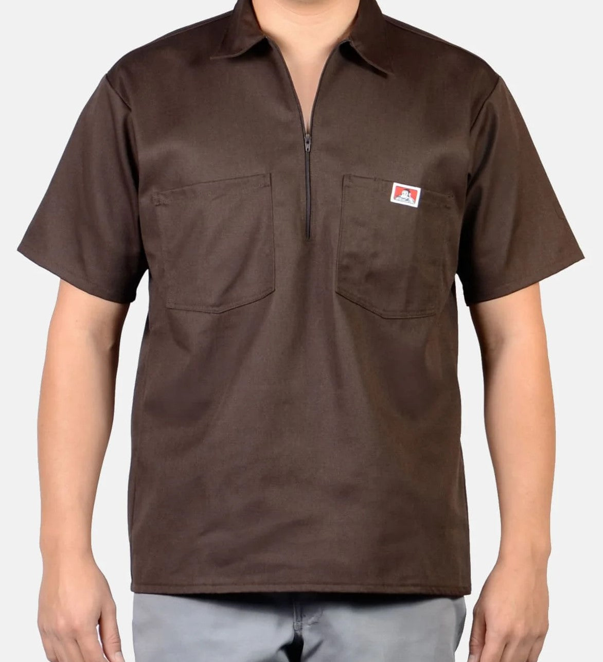 Short Sleeve Solid 1/2 Zip Shirt